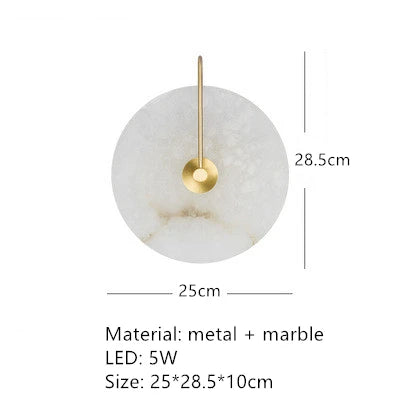 Marble Circular Wall Lamp, Minimalist Nordic Designer LED Lights for Bedroom & Study