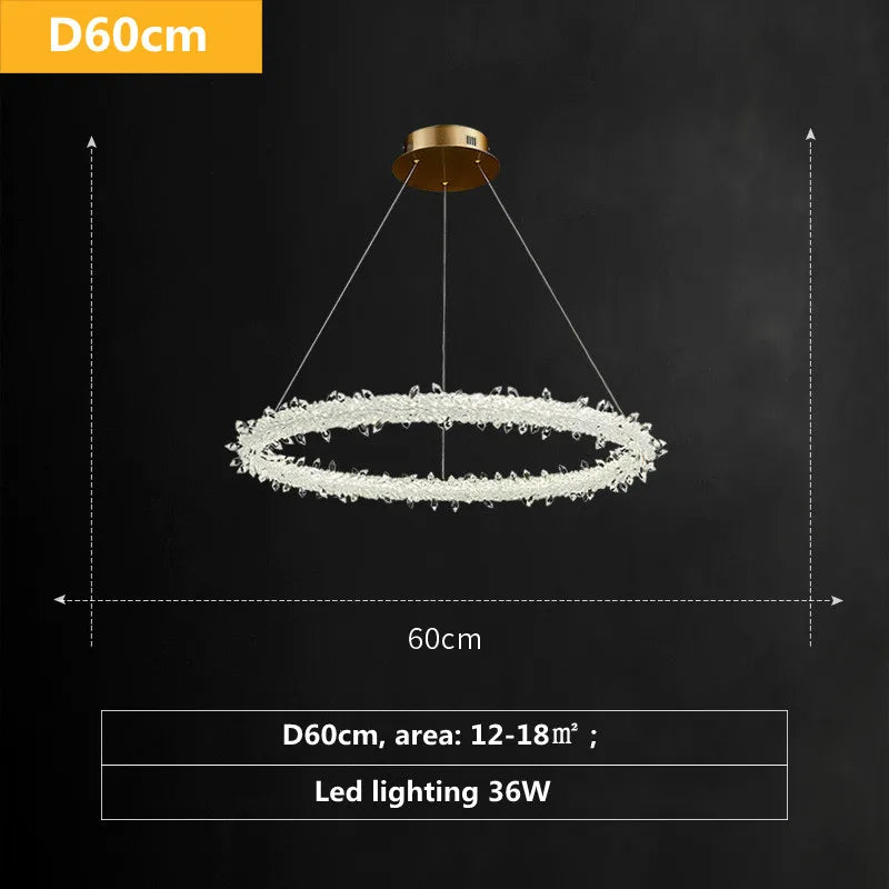 Luxe Crystal Pendant Light - Dimmable LED Art Deco Circle Lamp
