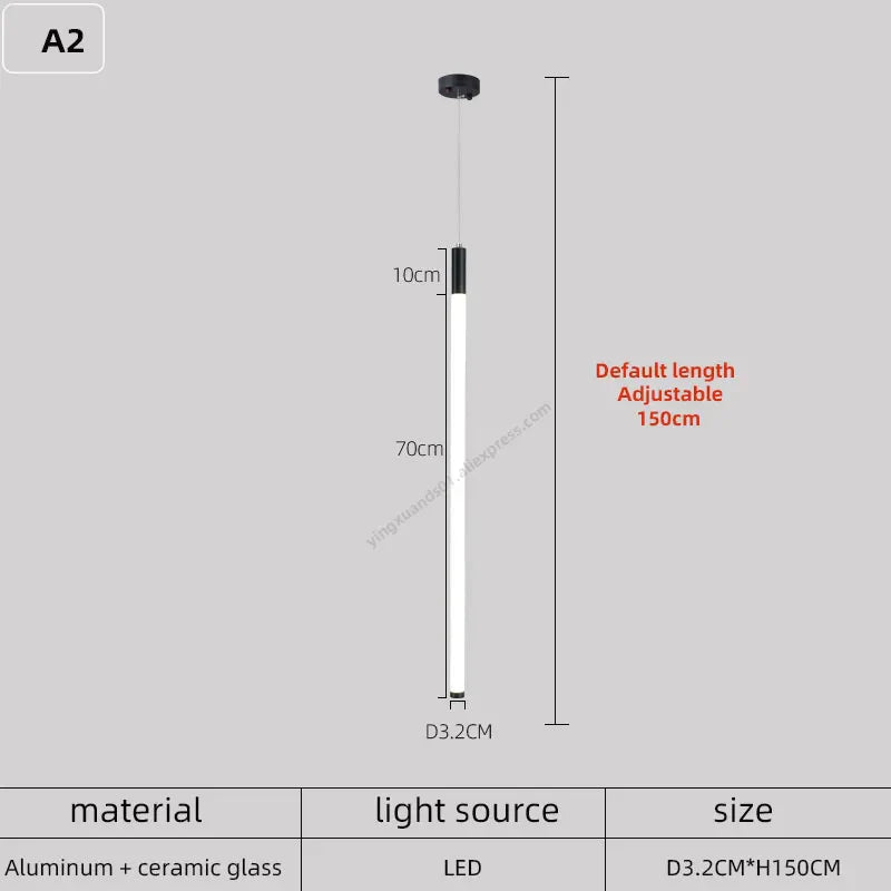 Modern LED Black/Gold Bar Chandelier Horizontal Pendant Light