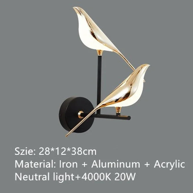 Gold Magpie Bird Ceiling Chandelier: Modern Home Interior Lighting for Living Dining Kitchen