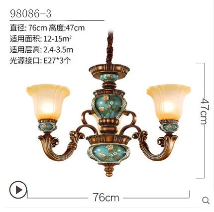 European Vintage Resin Chandelier: Elegant Luxury Lighting for Living Room, Bedroom, and Restaurant