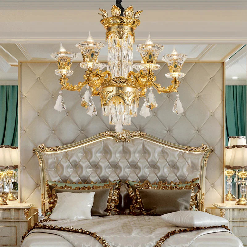 Jade Crystal Chandelier - Elegant European Style Living Room Lighting