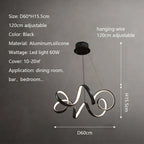 Creative Twisted LED Chandelier for Living Room Bedroom Lighting