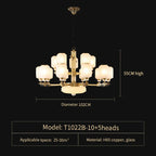 Copper Jade Chandelier: Elegant Wind Light for Living Room, Restaurant, or Tea Room
