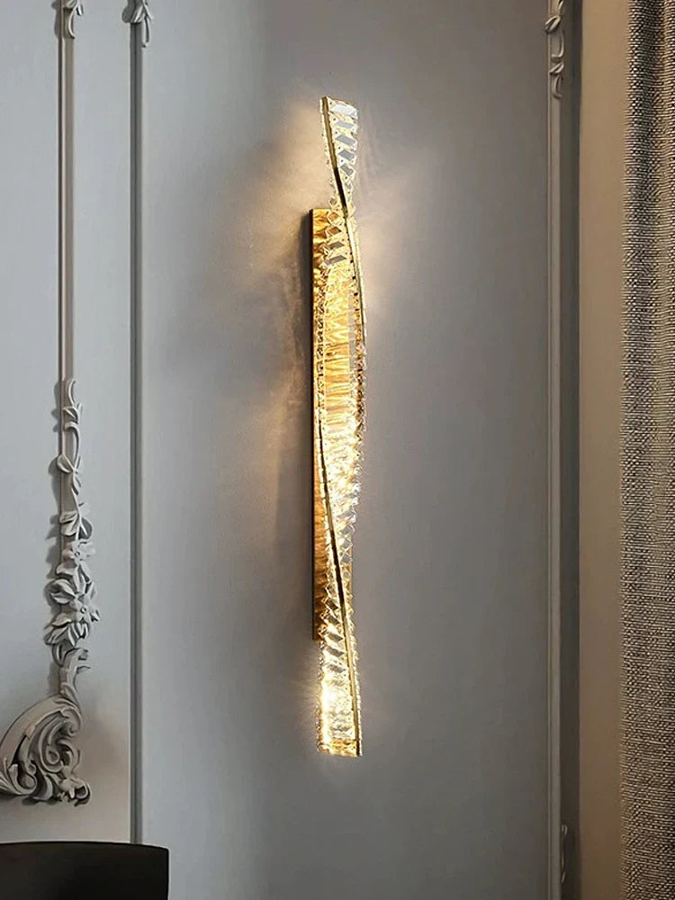 Crystal LED Wall Sconce - Golden Bedroom Bathroom Living Room Mirror Decorluxury Wall Lamp
