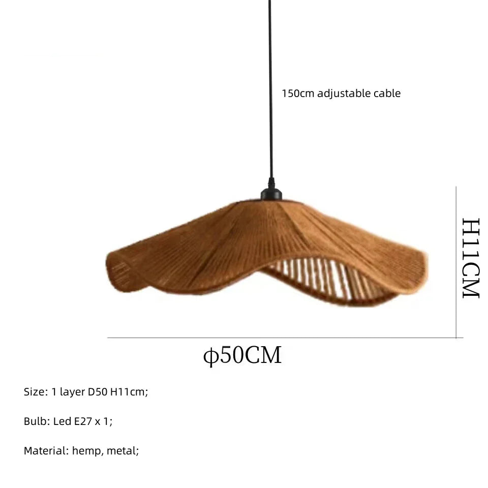 Japanese Hemp Knit Pendant Light E27 LED Lamp - Nordic Wabi Sabi Style