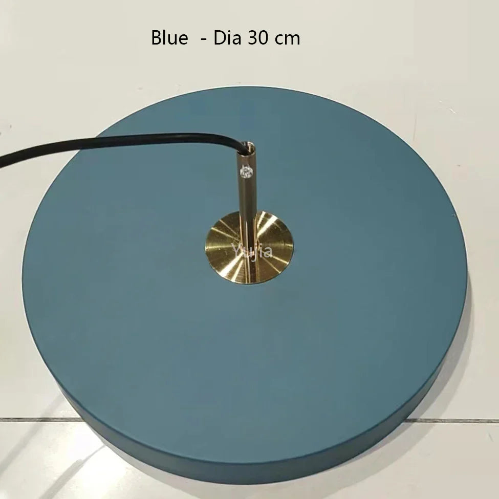 Nordic Round Metal LED Pendant Lights for Kitchen Island Ceiling - Black/White/Blue