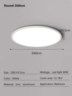 Round LED Ceiling Lamp - Modern Minimalist Dimmable Lighting Fixtures
