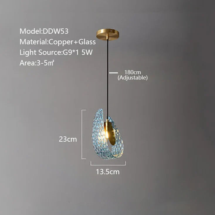 Peacock Leaf LED Ceiling Chandelier for Living Room - Modern Art Deco Blue Copper Lamp