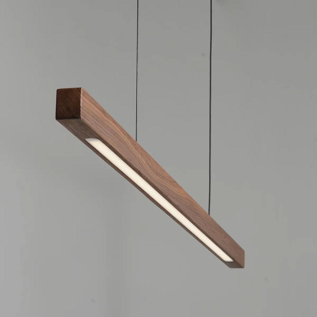 Black Walnut Dining Pendant Light: Simple Log Strip Design for Dining Room, Office