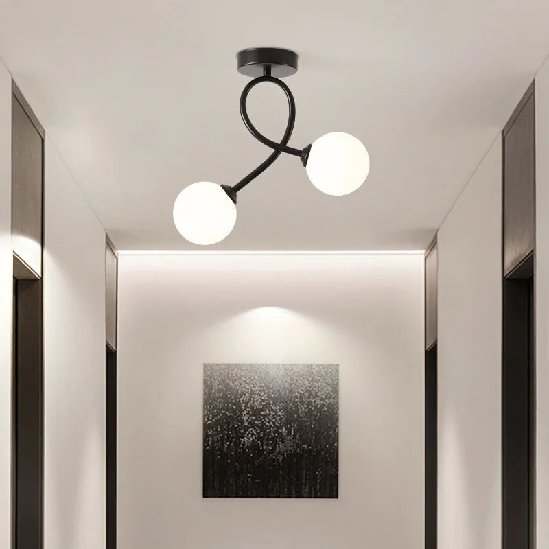 Minimalist Black Gold Glass Ceiling Light for Indoor Lighting Hallway Balcony Entryway