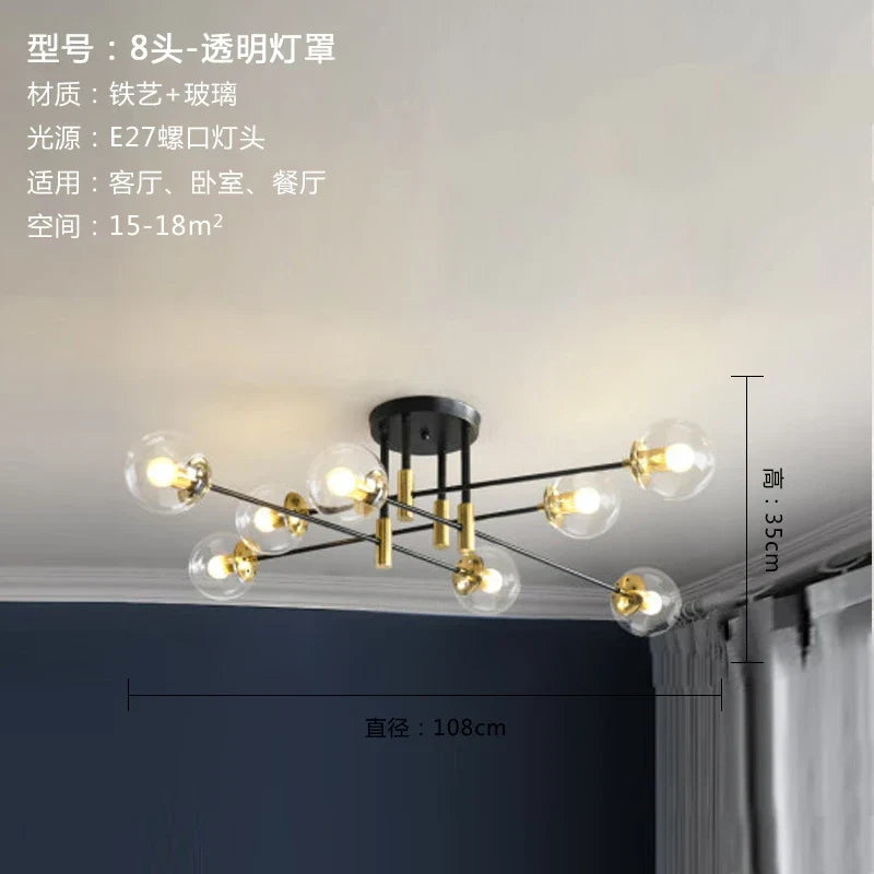 Glass Ball LED Chandelier Ceiling Light for Living Room and Kitchen