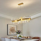 Crystal Pendant Lamp: Dimmable Semi Round LED Pendant Light for Stylish Living Rooms