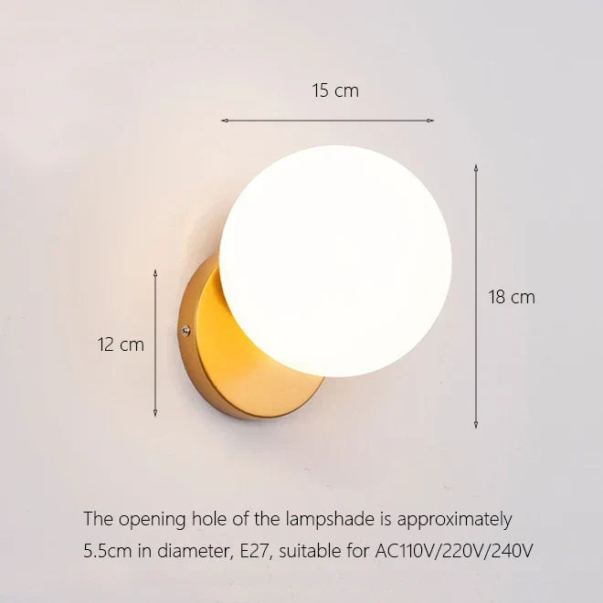 Iron Wall Lamp with Glass Ball, Elegant Sconce Light for Home Stairs and Reading