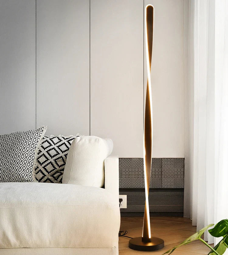 Art Deco Spiral Shade Floor Lamp - Modern Minimalist Stand Light