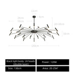 Black Sputnik Chandelier: Nordic Design, Adjustable Lighting for Home Décor