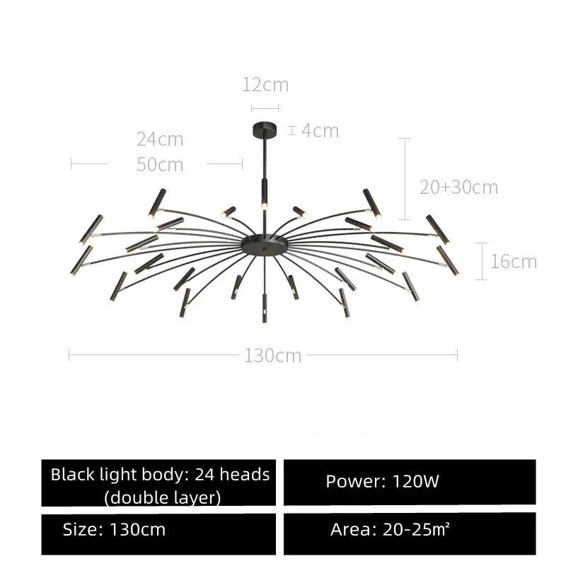 Black Sputnik Chandelier: Nordic Design, Adjustable Lighting for Home Décor