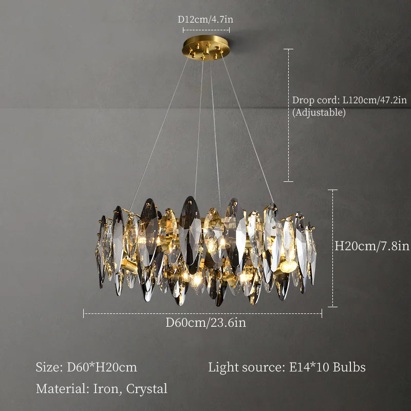 Crystal Chandelier: Elegant Ceiling Hanging Light for Living Room & Dining Table