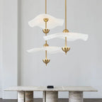 Modern LED Chandelier Lotus Leaf Gold Lustre Pendant Light for Living Room Hotel Shop
