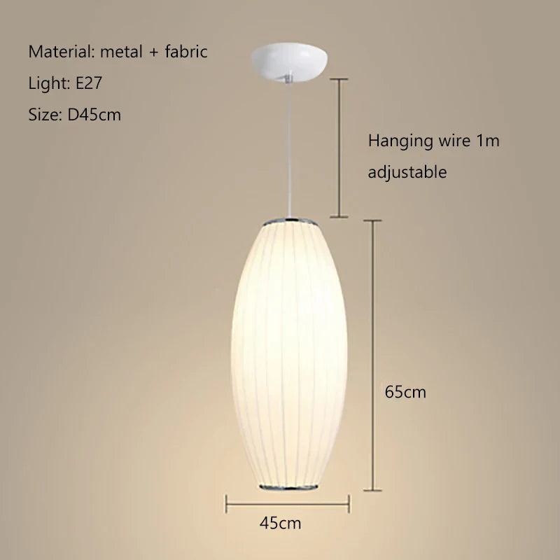 Tatami Fabric Shade LED Pendant Lights for Living Dining Bedroom