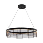 Glass Circle LED Pendant Light: Stratos Luxury Chandelier for Kitchen Island