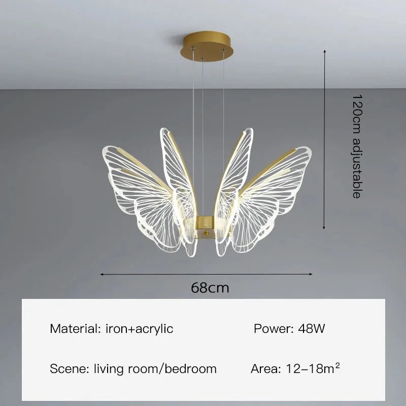 Modern LED Butterfly Chandelier: Elegant Lighting Fixture for Home Decor and Ambiance