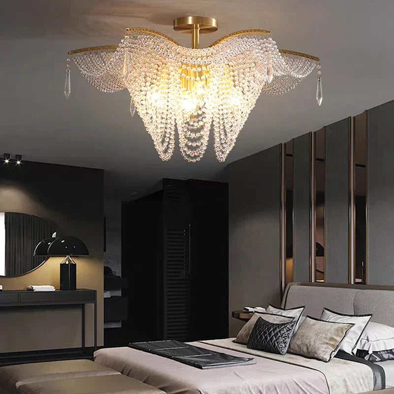 Modern Butterfly Crystal Chandelier Light for Living Room, Dimmable Home Lighting