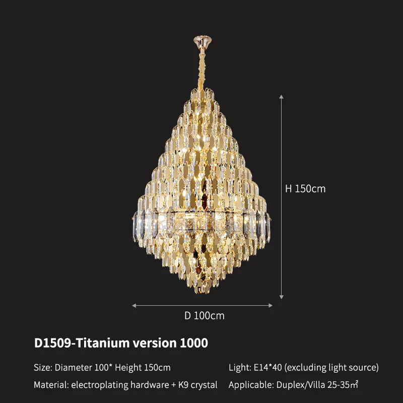 Crystal Pendant Chandelier for Home, Hotel, Restaurant - Luxury Duplex Hall Light