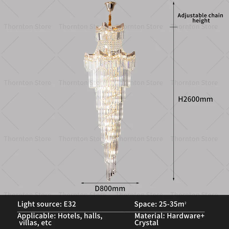 Crystal Duplex Chandelier: Luxury Living & Stair Lamp for Loft Apartment & Villa