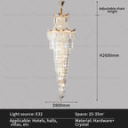 Crystal Duplex Chandelier: Luxury Living & Stair Lamp for Loft Apartment & Villa