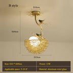 Modern Gold Glass Ball Pendant Light Chandelier for Living Room Bedroom Kitchen