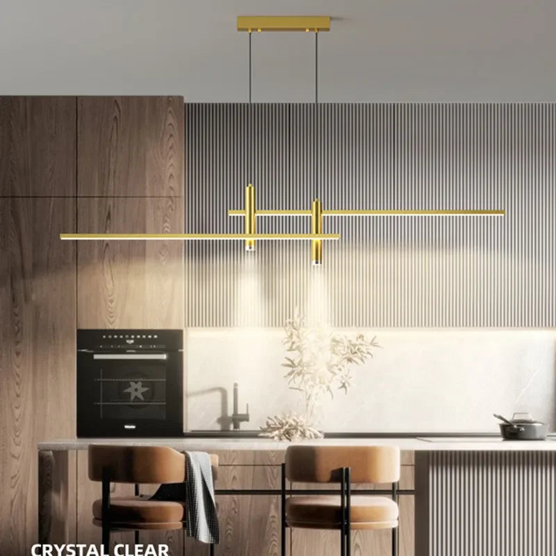 Modern Minimalist Gold Black Dining Table Chandelier for Kitchen & Dining Room