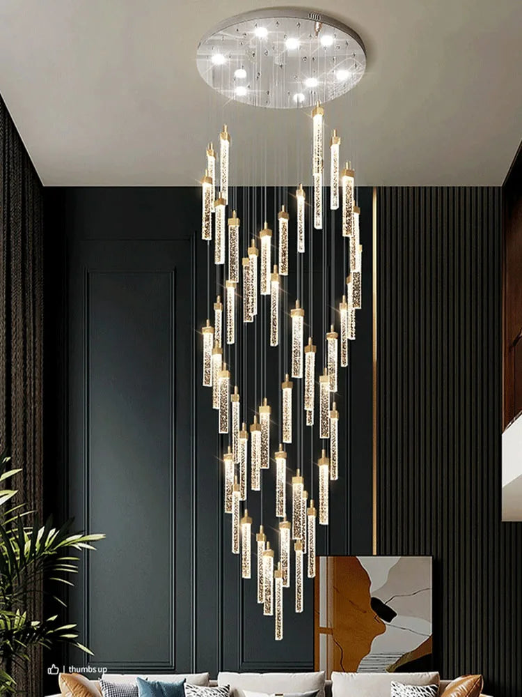Crystal Ceiling Chandelier: Modern Nordic Design, Long Staircase Pendant Lamp