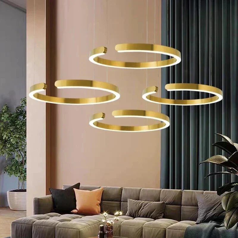 Modern Semicircle LED Chandelier Stainless Steel Lighting