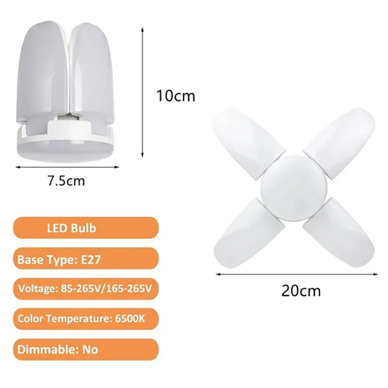 LED Ceiling Light Industrial Lighting Deformable E26/27 Bulb for Garage Warehouse