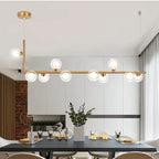 Double Glass Lampshade Chandelier with LED Suspension – Stylish Ceiling Fixture for Dining Room