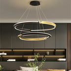 Black Gold LED Ceiling Chandelier Crystal Decorative Pendant Lamp for Dining Room Bedroom