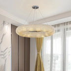 Crystal Loft Chandelier: Modern Luxury Circle Pendant Lamp for Living Room Lighting