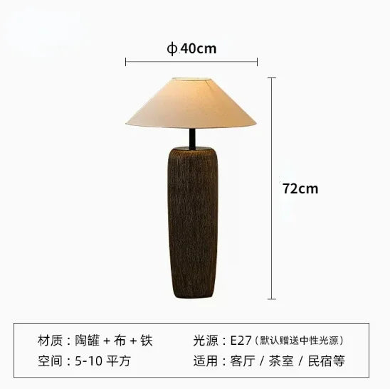 Ceramic Wabi Sabi Antique Japanese Floor Lamp for Living Room