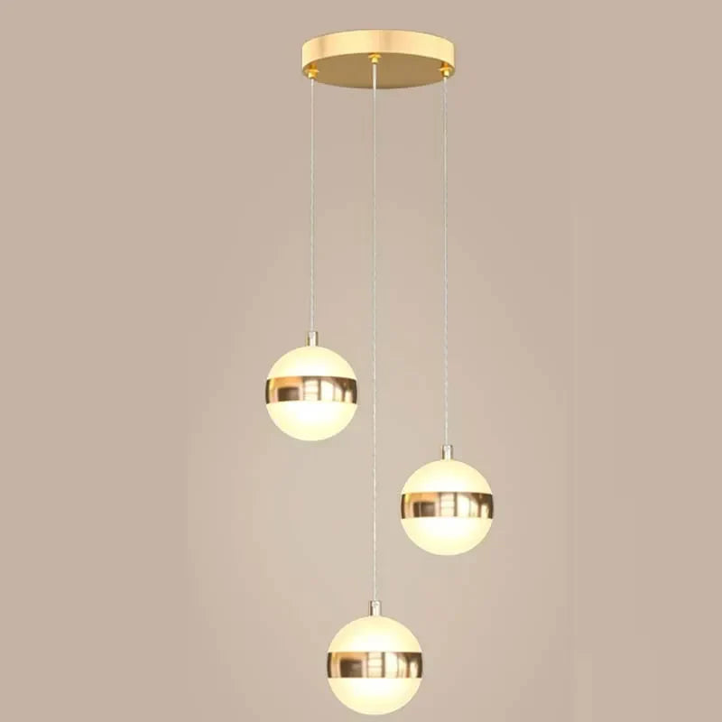 Gold Acrylic Chandelier - Modern Staircase LED Lighting