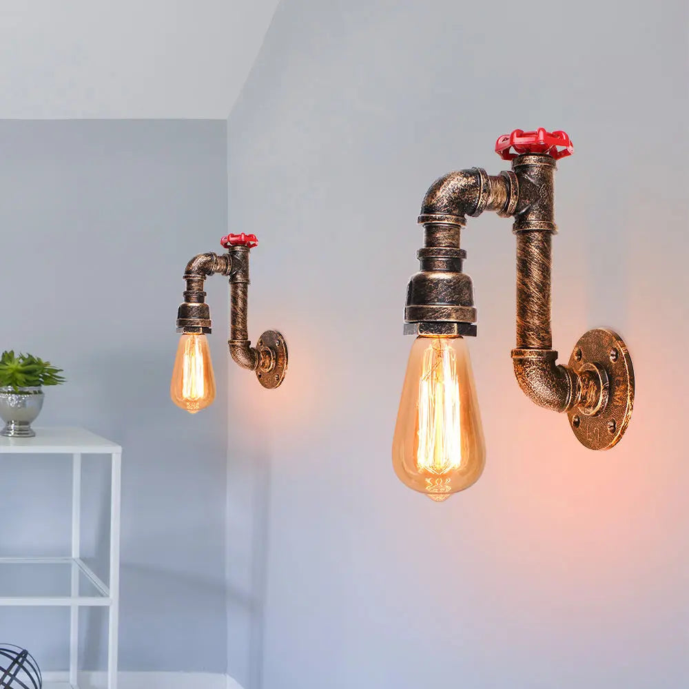 Vintage Industrial LED Water Pipe Wall Light for Home Cafe Bar Bedroom Decor