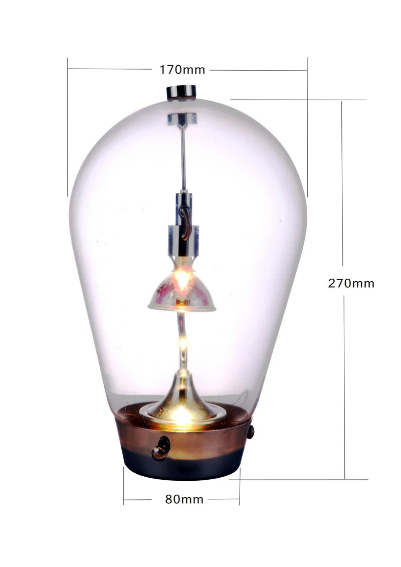 Lodes Blow Glass Table Light: Adjustable Modern Chrome Lamp for Home, Store, and Bar