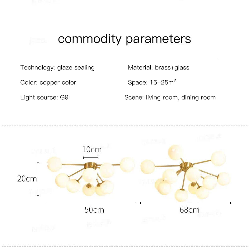 Glass Ball LED Ceiling Chandelier for Modern Living Room and Bedroom Lighting