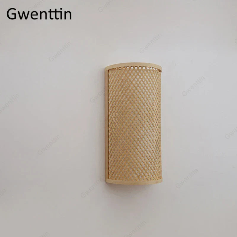 Bamboo Wall Lights Sconces LED Fixtures for Bedroom Bathroom Stairs Luminarias