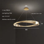 Irregular Gold Steel LED Pendant Light with Dimmable K9 Crystals
