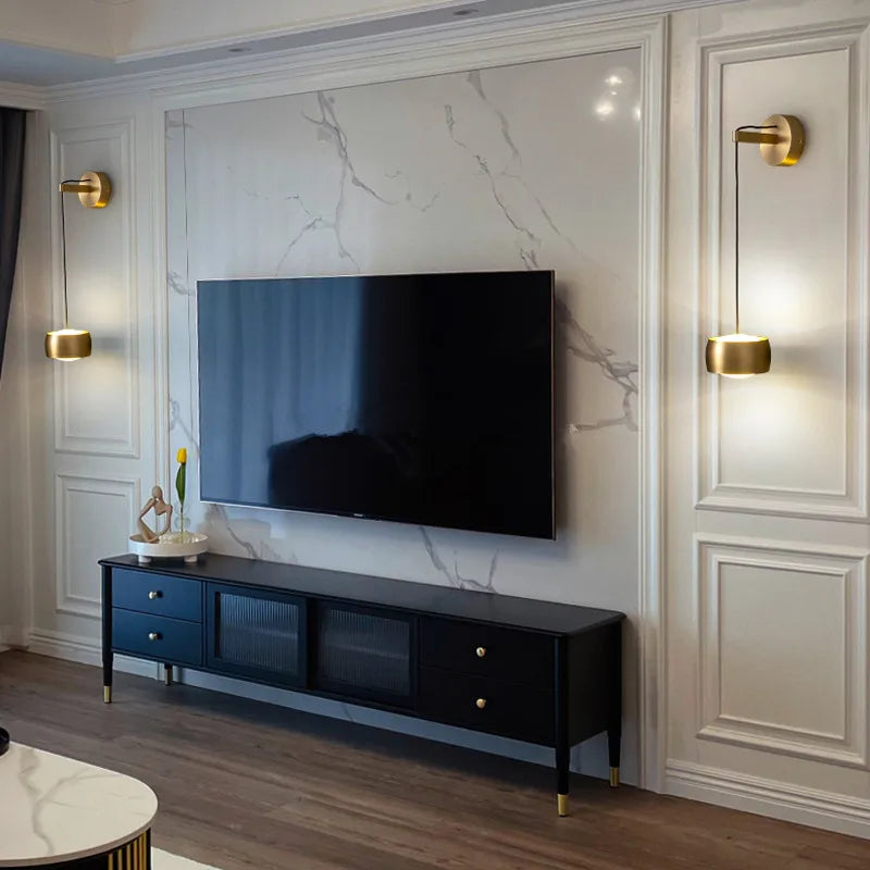 Copper Adjustable LED Wall Lamp for Bedroom Reading