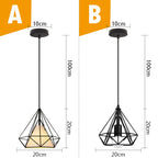 Black Metal Cage Pendant Light - Vintage Industrial Loft Kitchen Lighting