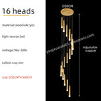 Wooden Chandelier: Modern LED Staircase Hanging Light
