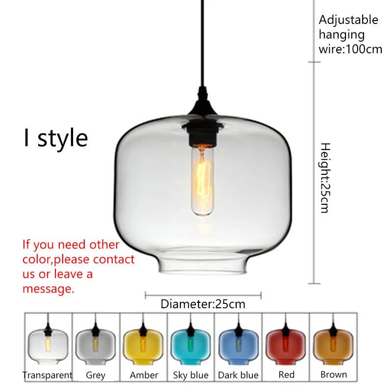 Glass Pendant Chandelier E27 Ceiling Light for Living Dining Kitchen Bedroom