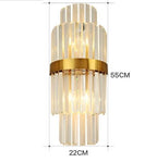 Luxury Crystal Glass Wall Sconce Light Fixture Gold for Bedroom Living Room